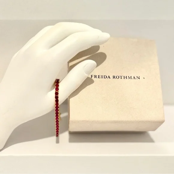 Freida Rothman Midnight Tri-Tone Twilight 14K Gold Tennis Bracelet Ruby Red - Picture 10 of 14